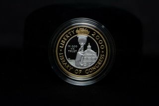2000 - W Library Of Congress Bimetallic $10 Gold Platinum Proof Coin W/coa (otx261)