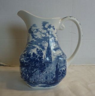 Vintage Liberty Blue Staffordshire Pitcher Old North Church
