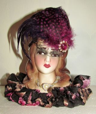 Unique Creations American Handmade Small 9 " Art Deco Lady Doll Bust Head Vase