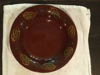 Ned Foltz Pottery 8.  5 " Shallow Redware Bowl - Signed And Stamped 2002