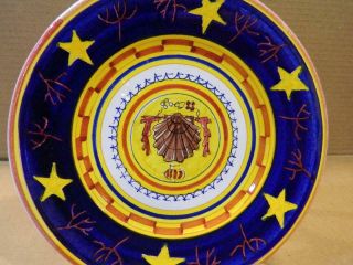 Palio Di Siena Ceramic 8 " Tile Plate " Nicchio " - Scallop Shell Vintage