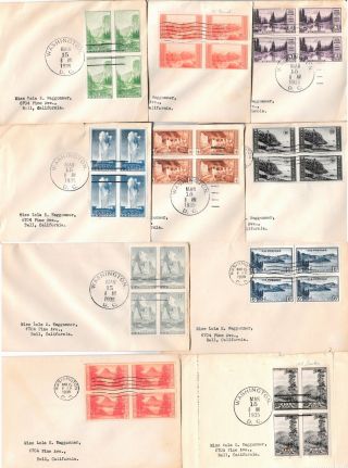 United States Scott 756 - 765 1c - 10c National Parks Special Printing Imperforated