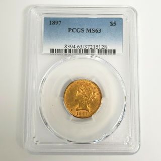 1897 Us Liberty Coronet Head $5 Gold Half Eagle Pcgs Ms63 Collector Coin Zg5128