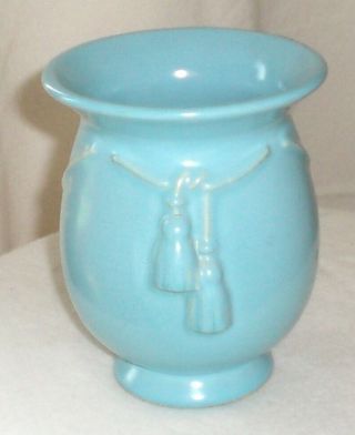 Vintage Weller Art Pottery Darcy Blue Tassel Vase
