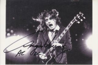 Angus Young - Autographed Photo - Ac/dc - B & W - Playing Guitar