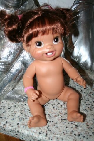 2010 Hasbro Baby Alive 13  Doll Teeth Brown Hair No Clothes