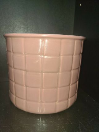 Vintage Heager Pottery Usa 5120 Art Deco Style Pink/mauve Basketweave Planter