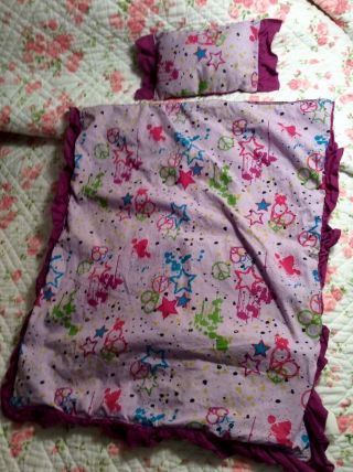 18 " Doll Bedding Set Bfc Ink American Girl Ruffled 3 Pc Exc Cond