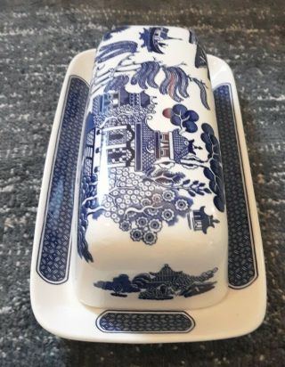 Vintage Churchill England Blue Willow Butter Dish With Lid