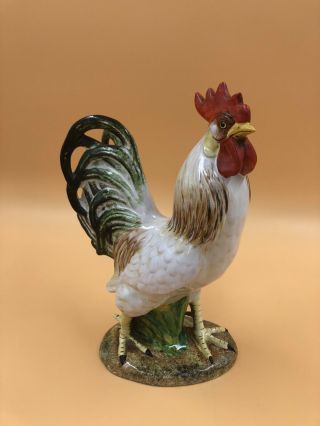 Vintage Ugo Zaccagnini Italy Pottery Cocks Rooster Sculptures Figurines 9 1/4 "