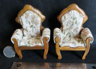 Dollhouse Miniature 2 Upholstered Wooden Statement Chairs Good Thrones 1:12 3807