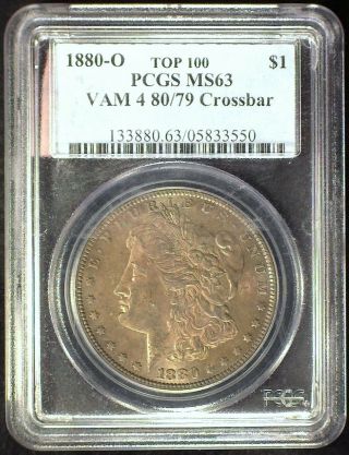 1880 - O Vam - 4 Top 100 80/79 Aoh Pcgs Ms63 Morgan Dollar [inv 595]