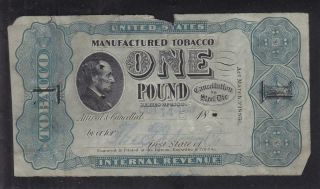 1 Lb Manufactured Tobacco Tax Stamp,  Springer Tf 177a (15502)