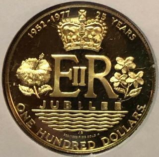 Queen Elizabeth Ii Cook Islands 1977 $100 Gold Proof Coin With Postage Cover
