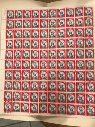 Scott 1044a,  11c Stamp Statue Of Liberty Sheet Of 100 Mnh Og Cv$51.  50