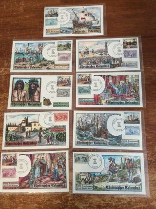 Fdc Collins 1992 Christopher Columbus 500th Anniv.  Set Of 9