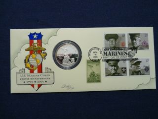 B.  A.  M.  Barbara A.  Montgomery H.  P Fdc Distinquished Marines Silver Coin 26.  73 Gr