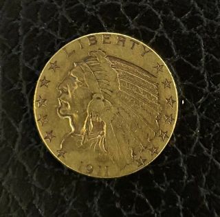 1911 Five Dollar Liberty $5 Gold Us Indian Head Coin Defined Rare