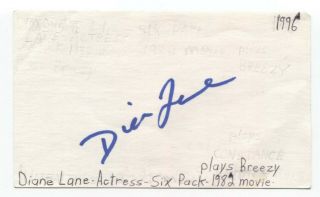 Diane Lane Signed 3x5 Index Card Autographed Batman Superman Justice League