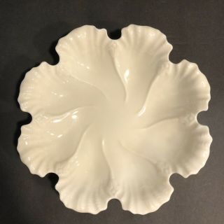 Lenox White Ivory Scalloped Oyster Plate Vintage Green Mark Usa 7 1/2 Inch