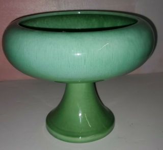 Vintage 50s Haeger Pottery Green Footed Pedestal Vase Planter Pot Art Deco Rare