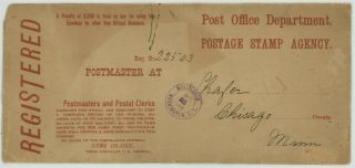 Mr Fancy Cancel Post Office Department Registered Cover Due Stamp Shipment