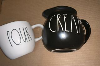 Rae Dunn “POUR” & CREAM Pitchers Large Letter Coffee Creamer Set Of 2 2