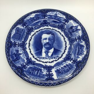 Theodore Roosevelt Rowland Marsellus Staffordshire Flow Blue Plate Buy It Now