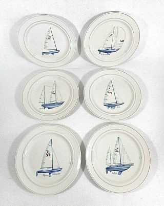 J.  W.  K.  Bavaria,  Germany Set Of 6 Plates Depicting Different Sail Boats