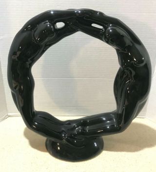 Mcm Royal Haeger Ceramic Eternity Circle Of Love Black Bimorphic Sculpture