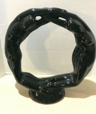 MCM Royal Haeger Ceramic Eternity Circle of Love Black Bimorphic Sculpture 2