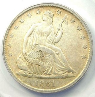 1861 - O Seated Liberty Csa Half Dollar Speared Olive & Bisected Date - Anacs Xf45