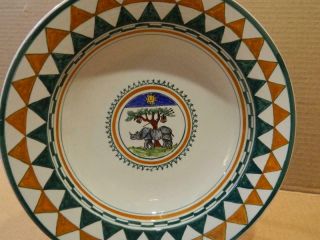 Palio Di Siena Ceramic 9 " Tile Soup Bowl " Selva " - Jungle/ Forest Italy Vintage