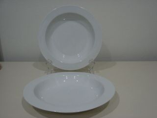 Set Of 2 Block Spal Portugal Lisboa White Porcelain 8 - 3/4 " Rim Soup Bowls