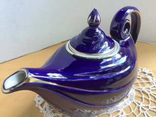 Vintage Hall Cobalt Blue Gold Trimmed Aladdin Style 6 Cup Tea Pot 0663 R