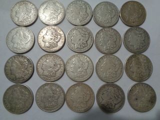Full Roll Of 20 1921 " S " Us Morgan Silver Dollar $1 Coins (san Francisco)
