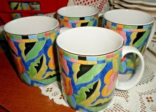 Pts International Interiors Stoneware Fantasia Set Of 4 Coffee Mugs