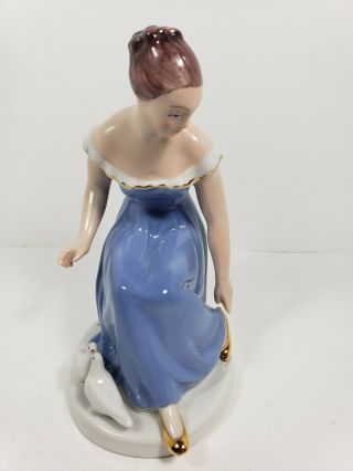 Royal Dux Bohemia Lady With Doves Porcelain Figurine,  126,  Gold Slippers
