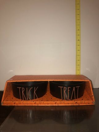 Rae Dunn Trick Treat Pet Bowl Set Black & Orange - Cat Dog Halloween Htf
