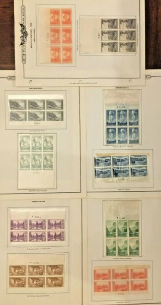 Us Stamps,  Complete Set,  756 - 765,  National Parks,  Imperf,  No Gum,  Blocks Of 6