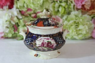 Queen Victoria " Royal Family " Gaudy Welsh Sugar Bowl,  C.  1851