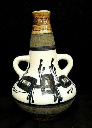 Mid Century Modern Harsa Israel Hand Painted Signed Art Pottery 8 " Vase/decanter