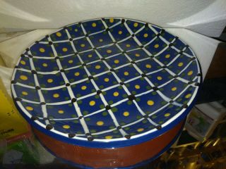 Jeff White Redware Pottery Plate: Blue And White