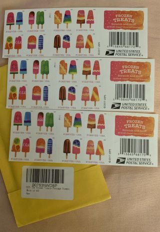 Usps First Class Forever Stamps “frozen Treats” Scratch And Sniff (120 Stamps)
