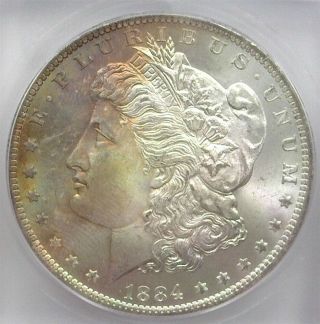 1884 - O Morgan Silver Dollar Icg Ms67 Rainbow Valued At $2,  250
