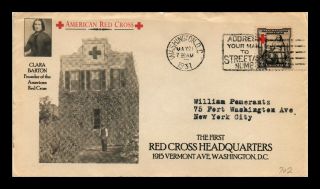 Dr Jim Stamps Us Red Cross First Headquarters Unsealed Fdc Cover Scott 702