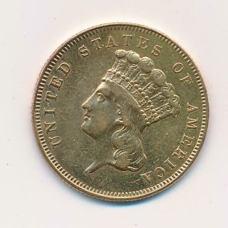 1857 $3 Dollar Gold Princess.  Raw