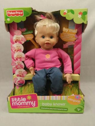 2007 Fisher Price Little Mommy Baby Doll M 3096 Baby Knows / Bilingual