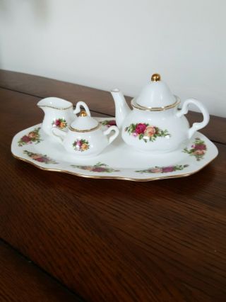 Royal Albert Old Country Roses 4 Pc Miniature Tea Set