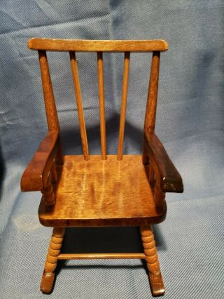 Miniature Hand Crafted Wood Doll Rocking Chair 8” Tall 2
